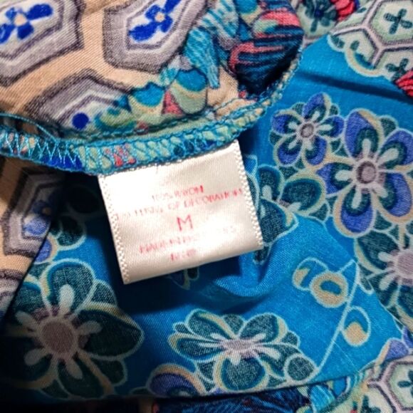 Josie Vibrant Blue Floral Women's Robe Wrap Kimono Medium - Picture 3 of 13